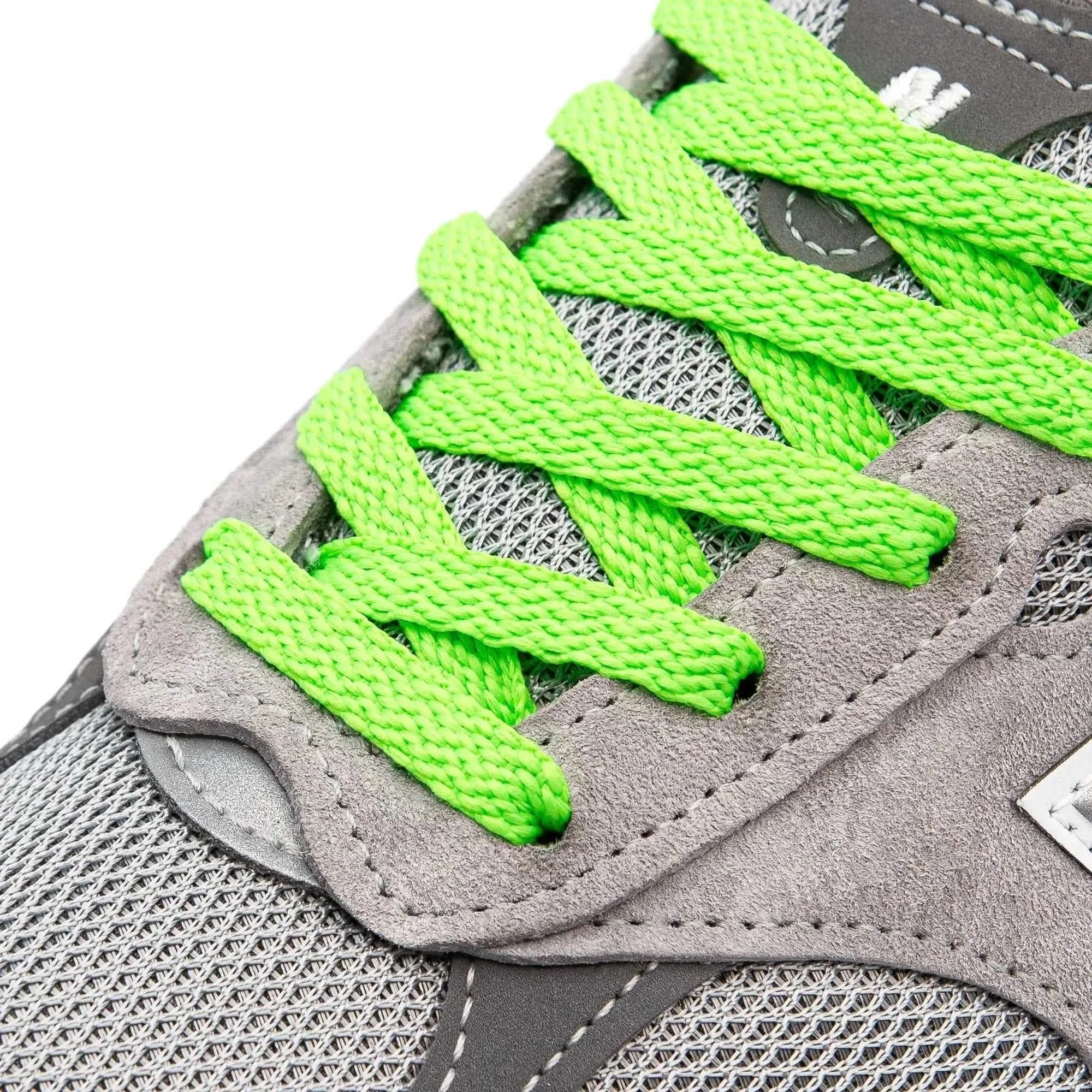 Neon Green Flat Shoe Laces - Image 2